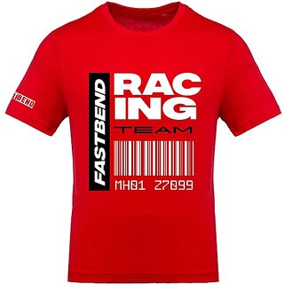                       FastB Men Typography Round Neck Red T-Shirt                                              