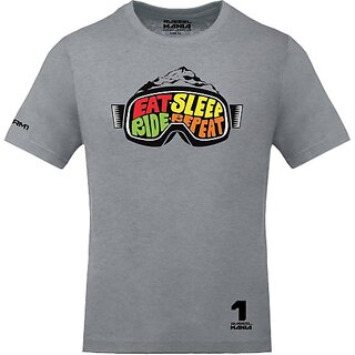                       FastB Men Typography Round Neck Grey T-Shirt                                              