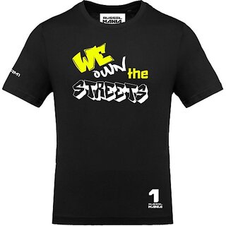 FastB Men Printed Round Neck Black T-Shirt