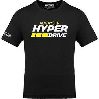                       FastB Men Typography Round Neck Black T-Shirt                                              