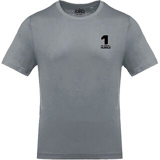                       FastB Men Solid Round Neck Grey T-Shirt                                              