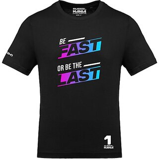                       FastB Men Printed Round Neck Black T-Shirt                                              