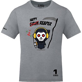                       FastB Men Printed Round Neck Grey T-Shirt                                              