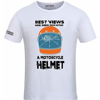                       FastB Men Printed Round Neck White T-Shirt                                              