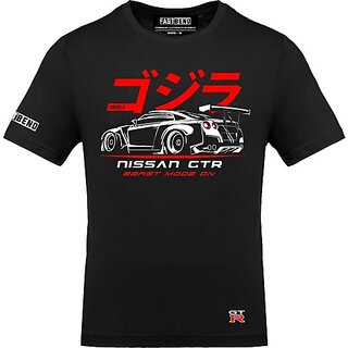                       FastB Men Typography Round Neck Black T-Shirt                                              