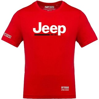                       FastB Men Typography Round Neck Red T-Shirt                                              