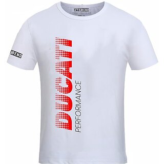                       FastB Men Typography Round Neck White T-Shirt                                              