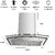 Ruwa 60cm 1100m3/hr Stainless Steel Kitchen Chimney Model: Dove SS (Features Push Controls, Stainless Steel Baffle Filter, 3watts led Lights with Plastic Oil cup)with installation Kit