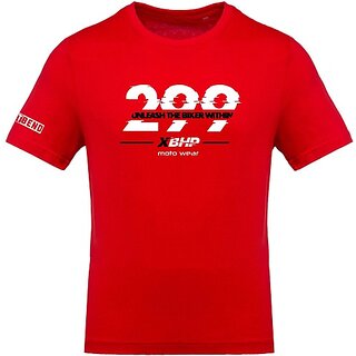                       FastB Men Printed Round Neck Red T-Shirt                                              