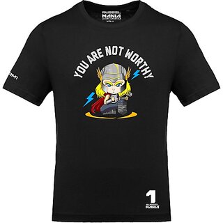                      FastB Men Printed Round Neck Black T-Shirt                                              