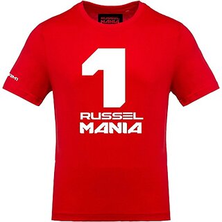                       RusselMania Men Typography Round Neck Red T-Shirt                                              