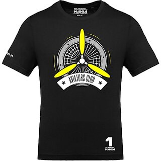                       FastB Men Printed, Typography Round Neck Black T-Shirt                                              