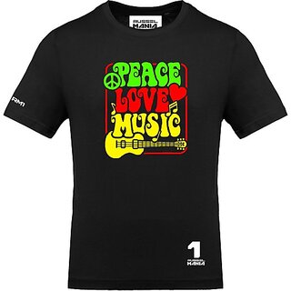                       FastB Men Printed Round Neck Black T-Shirt                                              