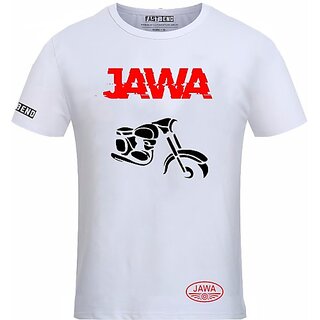                       FastB Men Printed Round Neck White T-Shirt                                              