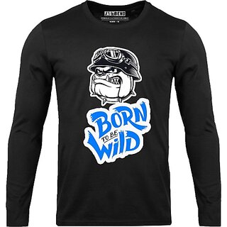                      FastB Men Printed Round Neck Black T-Shirt                                              