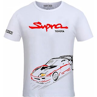                       FastB Men Printed Round Neck White T-Shirt                                              