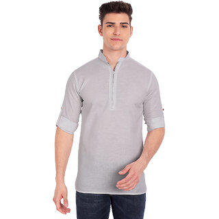                       Vida Loca Grey Cotton Solid Slim Fit Full Sleeves Shirt For Mens                                              