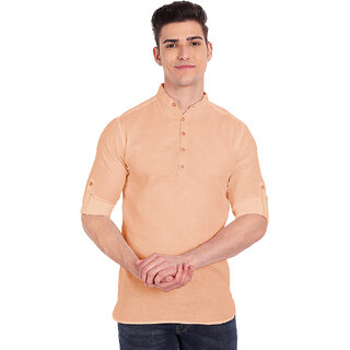                       Vida Loca Orange Cotton Solid Slim Fit Full Sleeves Shirt For Mens                                              