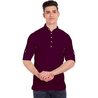                       Vida Loca Magenta Cotton Solid Slim Fit Full Sleeves Shirt For Mens                                              
