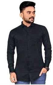 Laacostly Men Regular Fit Solid Spread Collar Casual Shirt