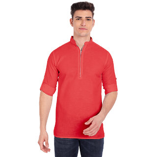                       Vida Loca Red Cotton Solid Slim Fit Full Sleeves Shirt For Mens                                              