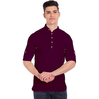                       Vida Loca Purple Cotton Solid Slim Fit Full Sleeves Shirt For Mens                                              