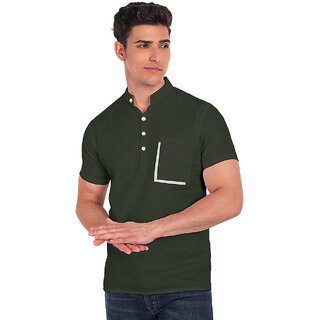                       Vida Loca Green Cotton Solid Slim Fit Half Sleeves Shirt For Mens                                              