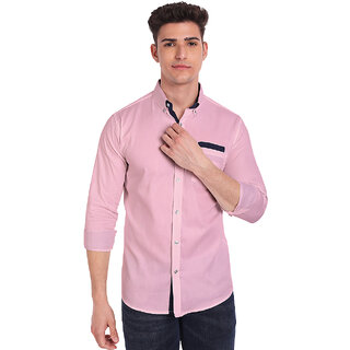                       Vida Loca Pink Cotton Solid Slim Fit Full Sleeves Shirt For Mens                                              
