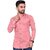Laacostly Men Pink Regular Fit Solid Spread Collar Casual Shirt