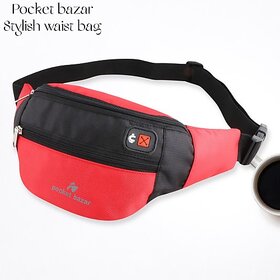 Pocket Bazar Stylish Waist Bag For Men And Women Waist Bag (Red
