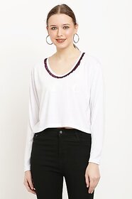 Casual Solid Women White Top