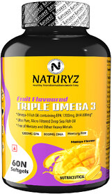 NATURYZ Triple strength Omega 3 6 9 fish oil with 1200MG EPA 800MG DHA - Mango flavour