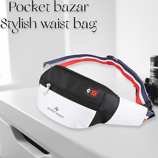 Pocket Bazar Stylish Waist Bag For Men And Women Waist Bag (White