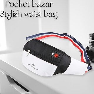                       Pocket Bazar Stylish Waist Bag For Men And Women Waist Bag (White                                              