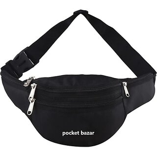                       Pocket Bazar Black Waist Bag Waist Bag (Black)                                              