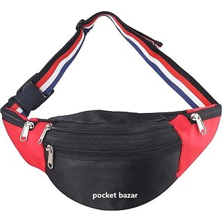                       Pocket Bazar Black Red Waist Bag Waist Bag (Red)                                              