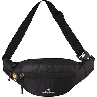                       Pocket Bazar Stylish Waist Bag For Men And Women Waist Bag (Black)                                              