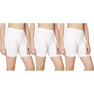                       Solid Women White Cycling Shorts                                              