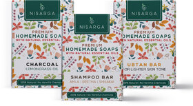 Detox Soap Combo  Charcoal Soap, Ubtan Soap and Shampoo Bar Combo