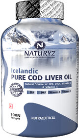 NATURYZ Icelandic COD Liver Oil Capsules with Natural Omega 3 and Vitamins (A  D) (100 No)