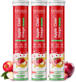 NATURYZ Apple Cider Vinegar Detox, Gluten-Free, Support Immunity  Digestion, Vegan (3 x 20 Tablets)
