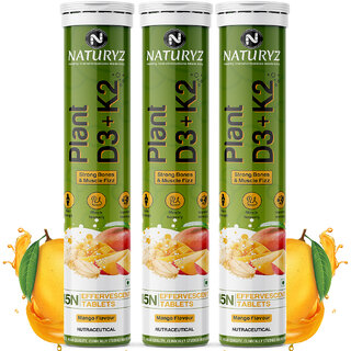 NATURYZ Plant Vitamin D3 K2 for Stronger Immunity Bone Heart Health (Mango Flavour) (3 x 15 Tablets) NATURYZ Plant Vitamin D3 K2 for Stronger Immunity Bone Heart Health (Mango Flavour) (3 x 15 Tablets)