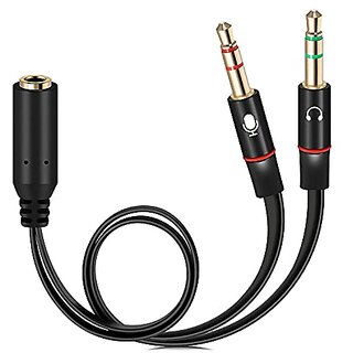                       IIVAAS Gold Plated 3.5 mm Headphone Splitter for Computer 2 Male to 1 Female 3.5mm Headphone Mic Audio Y Splitter Cable Smartphone Headset to PC Adapter xe2x80x93 (Black20cm)                                              