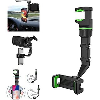                       IIVAAS Multifunctional Car Rear View Mirror Rotatable Holder Car Mounted Hanging Clip Holder for All Universal Mobile Phones and GPS Holder                                              