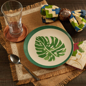 Red Butler Bamboo Fibre Dinner Plates -Leaf Design Reusable Lightweight 8 Inch Plates, Dishwasher safe, Unbreakable Stur