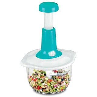                       S4 Hand Press Fruits and Vegetable 2 in 1 Push Chopper for Kitchen, 3 Sharp Stainless Steel Blades (1600Ml)                                              