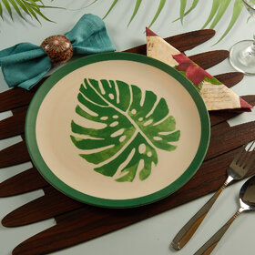 Red Butler Bamboo Fibre Dinner Plates -Leaf Design Reusable Lightweight 11 Inch Plates Pack of 6