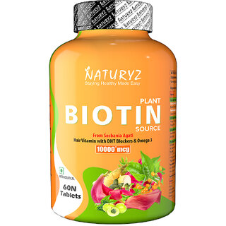                       NATURYZ 100 Plant Biotin DHT Blocker  Omega for Hair  Skin- 60 tablets (60 Tablets)                                              