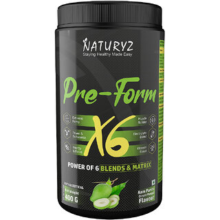                       NATURYZ PRE-FORM X6 Pre Workout with Highest 19 Nutrients for Pump, Power  Energy (400 g, Aam Panna flavour)                                              