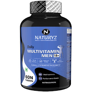 NATURYZ Daily Multivitamin Men 18+ with Highest 60 Nutrients 11 Performance Blends (60 Tablets) NATURYZ Daily Multivitamin Men 18+ with Highest 60 Nutrients 11 Performance Blends (60 Tablets)